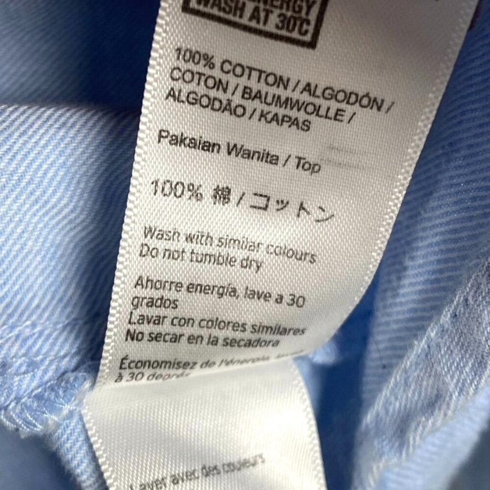 Topshop Chambray Button Down Cotton Blouse Size 8 Casual Layering - Picture 9 of 9